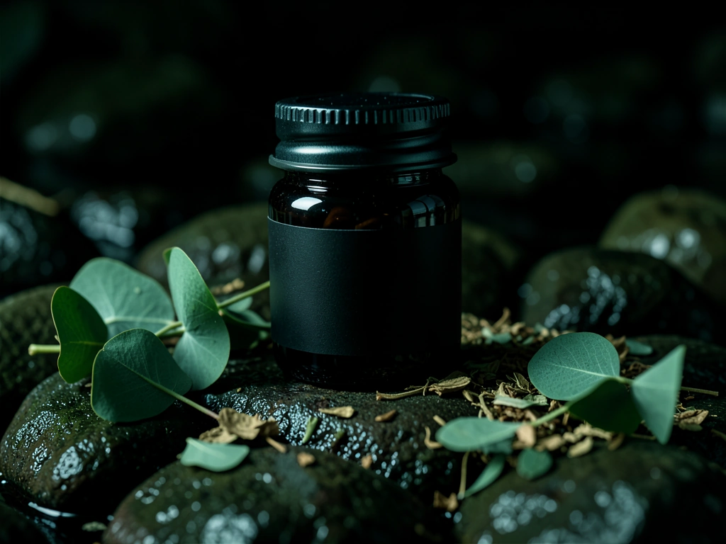 Premium Pria Vitality supplement bottle on natural stone
